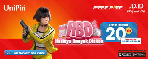 Main Game Pakai Voucher UniPin Makin Jago -  Promo Diskon Hingga Rp 20.000 di Harinya Banyak Diskon November JD.ID